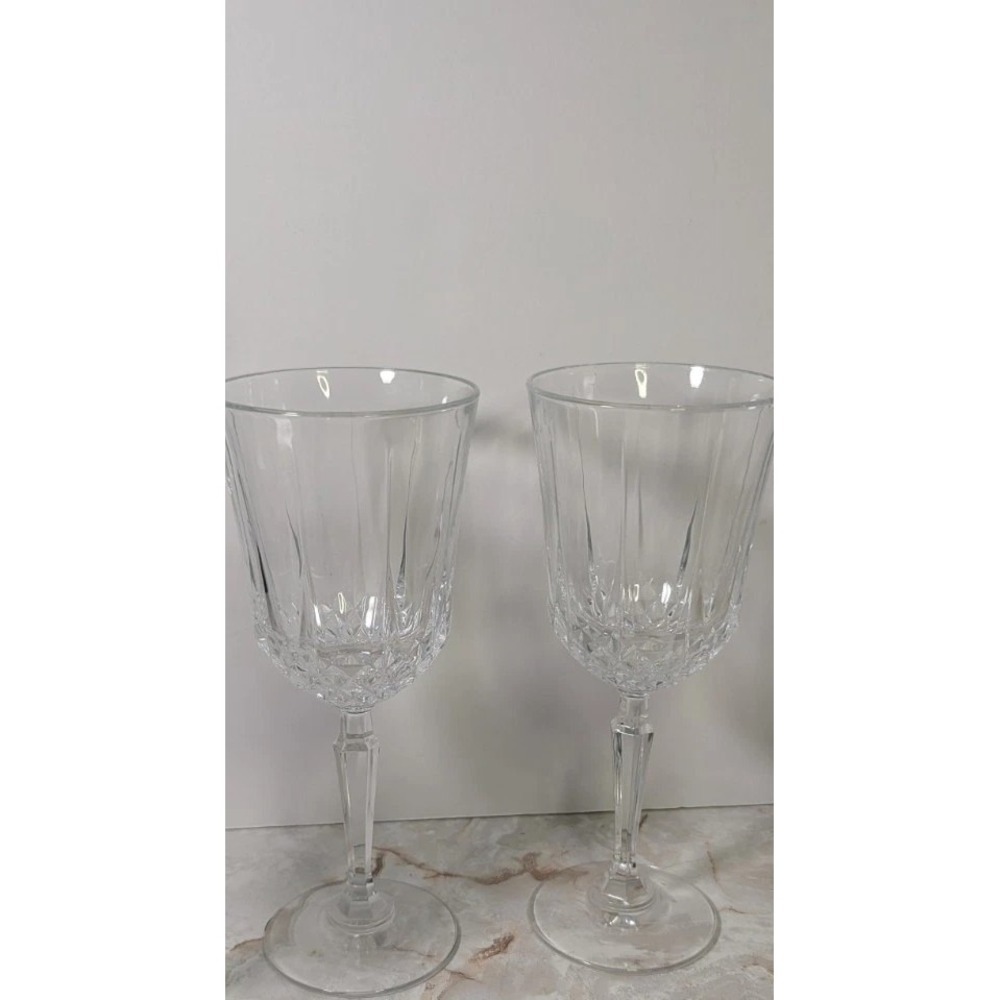 GORGEOUS SET OF 2 ST. GEORGE '‎ American Heritage CUT CRYSTAL WATER wine GOBLETS